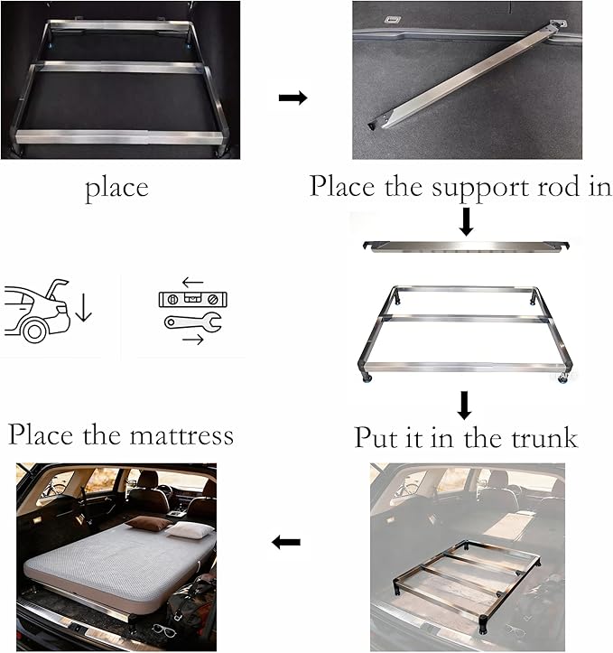 Car Camping Bed Platform for Traveling, Universal Adjustable Car Sleeping Platform, Car Trunk Mattress Extension Kit for Most SUV Hatchback，Retractable Scalable Rack Fits 2021-2025 Ford Bronco 4-Door
