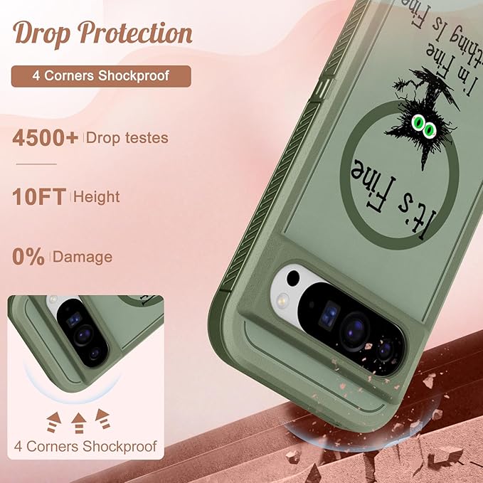 for Google Pixel 9 Case/Pixel 9 Pro Case - Compatible with MagSafe Women Girls Cute Magnetic Protective Cover Cool Cat Kawaii Girly Design Heavy Duty Shockproof for Pixel 9/9 Pro Phone Case