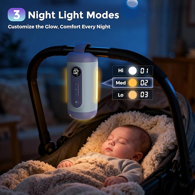 Rechargeable Hands-Free Baby Rocker & Sleep Soother – Portable Vibration Device with 6 Levels, 21 Melodies & Smart Sensor – Fits Most Strollers, Car Seats & Baby Gear, Travel Essential for Newborns