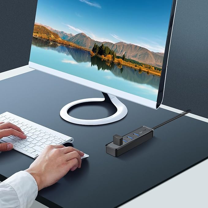 SmartQ H302S USB 3.0 Hub, 4-Port USB Expander with 2ft Long Cable, High-Speed Data Transfer, Compatible with Laptop, PC, Mac, Printer, External HDD (Pack of 2)