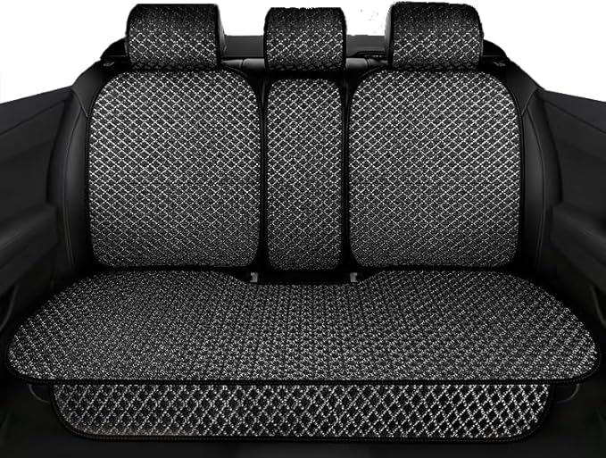 Universal Rear Seat Protector – All-Season Breathable Car Bench Cover with Non-Slip Base,3D Diamond-Pattern Fabric, Fits Most Sedans, SUVs, Vans & Trucks（Black）