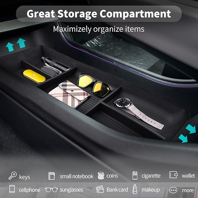 CDEFG for 2023-2025 Cadillac Lyriq Center Console Organizer 2023 2024 2025 Lyriq Lower Floor Console Tray for 2023-2025 Cadillac Lyriq Accessories Storage Box 2023-2025 Cadillac Lyriq