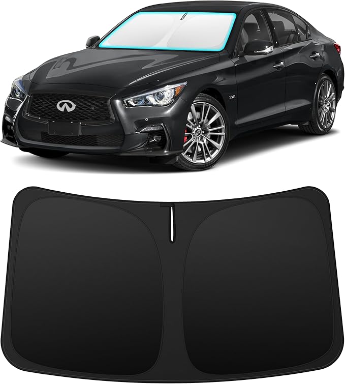 INSAUTO Custom Fit Windshield Sun Shade Accessories for Infiniti Q50 2014-2024, Foldable Front Window Sunshade, UV & Heat Reflector, Keeps Interior Cool, Includes Storage Bag