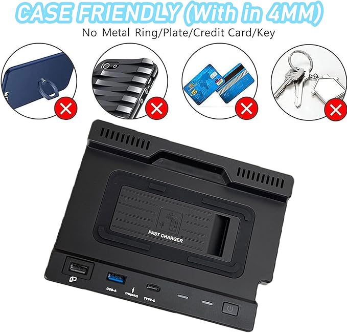 Wireless Car Charger for Mercedes Benz A-Class B-Class Gla Glb Cla Amg 2020-2023 All Models Accessory with 15w Wireless and 27w USB Qc3.0 Fast Charging (2024 New)