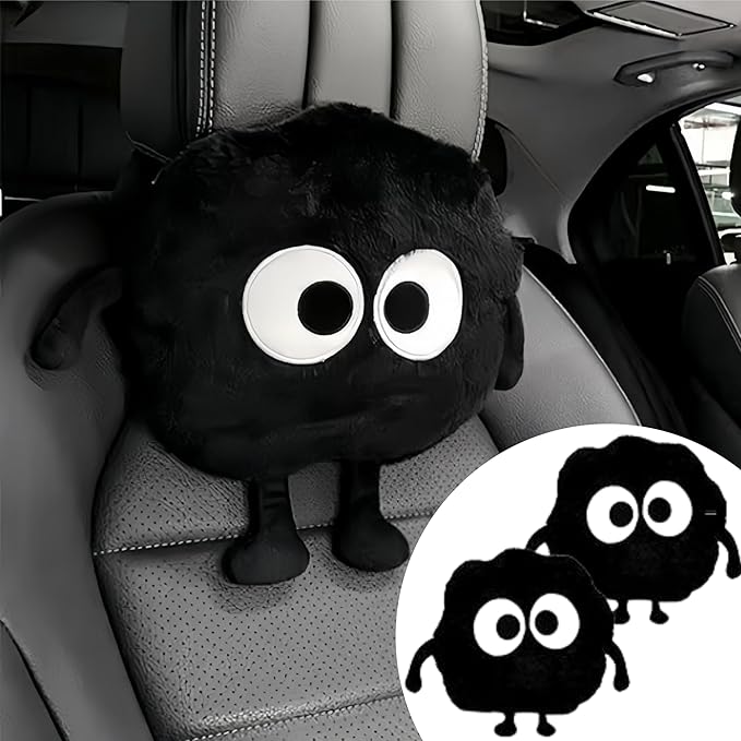 Car Headrest Pillow 2PCS Cute Big-Eyed Sprite Car Headrest Pillows Travel Neck Pillow Comfortable Neck Support - Plush Comfort Neck Cushions for Cars, Home & Office