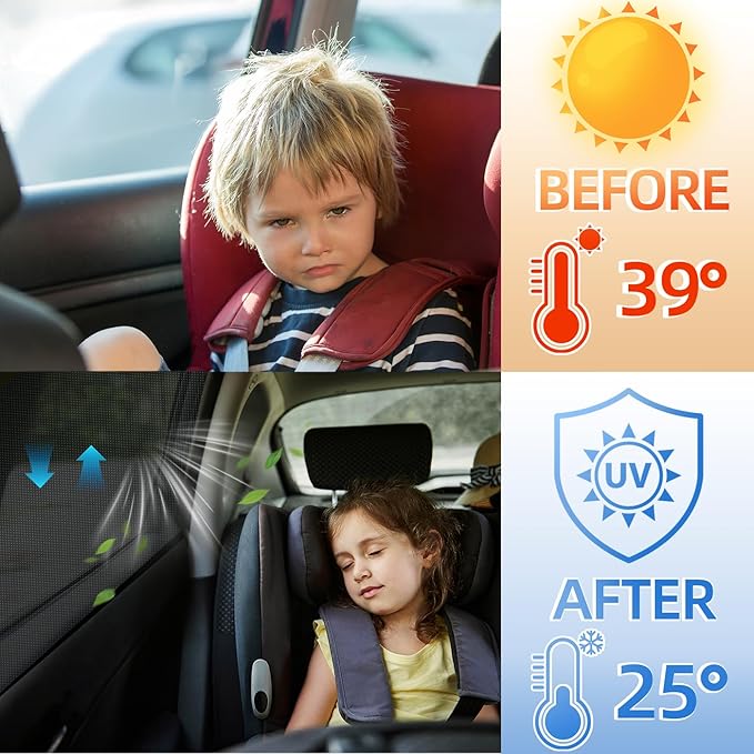 Car Window Shade for Baby, 2 Pack UV Protection Breathable Mesh Window Sun Shade,Car Window Screens for Most Pickup, Truck, Minivan, Large SUV(31.5"x47.2")