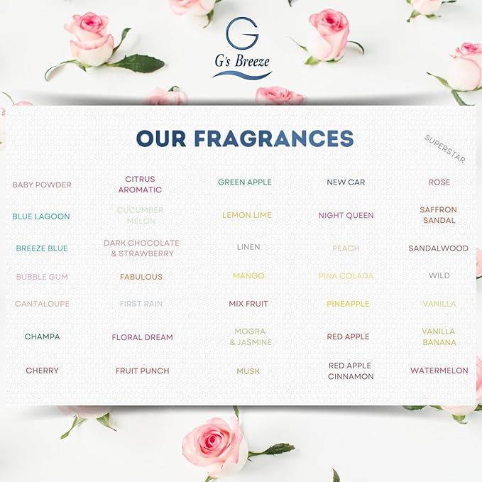 G's Breeze Rose Air Freshener – Enchanting Aroma of Blooming Roses – Create a Romantic, Luxurious Atmosphere – Ideal for Home, Car, & Office – Long-Lasting Floral Fragrance for Any Occasion
