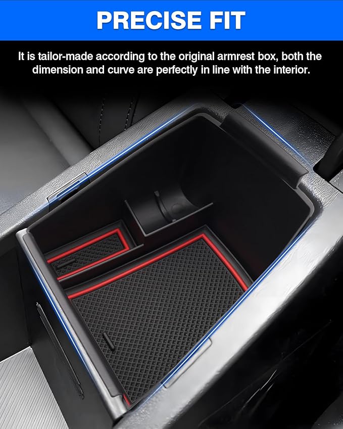 Autorder Center Console Organizer for 2023-2026 Kia NIRO Accessories Armrest Storage Box Secondary Insert Tray with 2 Color Mats