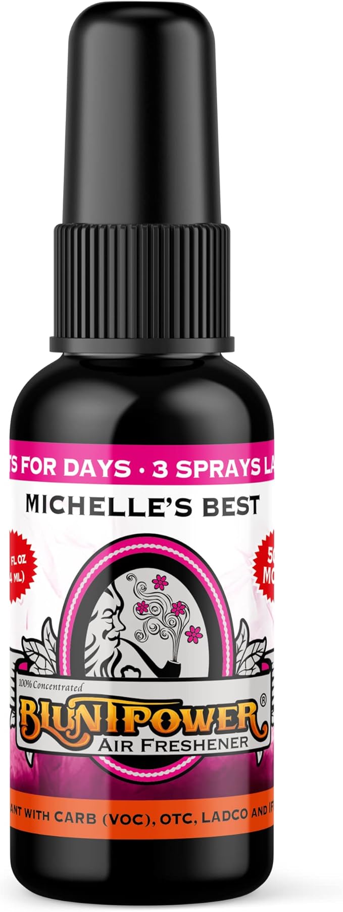 BluntPower (Michelle's Best, 1 Pack) Concentrated Air Freshener for Room and Car - Oil-Based Diffuser Spray Bottle - Long-Lasting Bathroom, Car Freshener, & Odor Eliminator