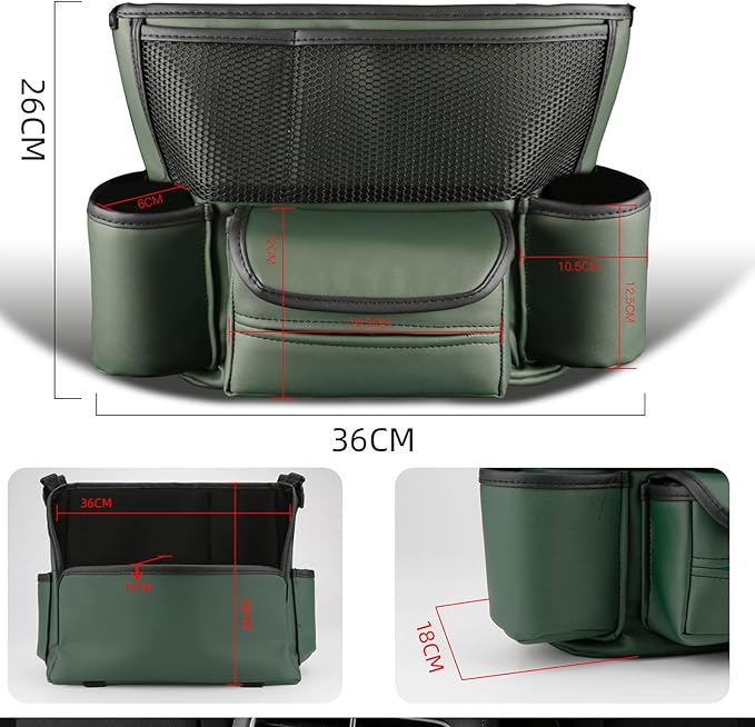 Car Pocket Handbag Holder - Leather Seat Back Organizer Barrier for Backseat Pet & Kids (Black with Tissue Box)