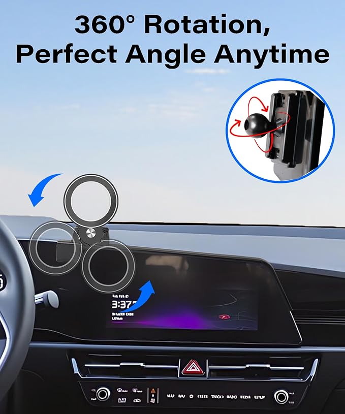 Car Phone Holder for 2023 2024 2025 Kia NIRO/NIRO EV/NIRO Hybrid Accessories Apply to 10.25 Inch Touch Screen Fixed Clip Magnetic Cell Phone Mount Hands-Free 360 Degree Rotation