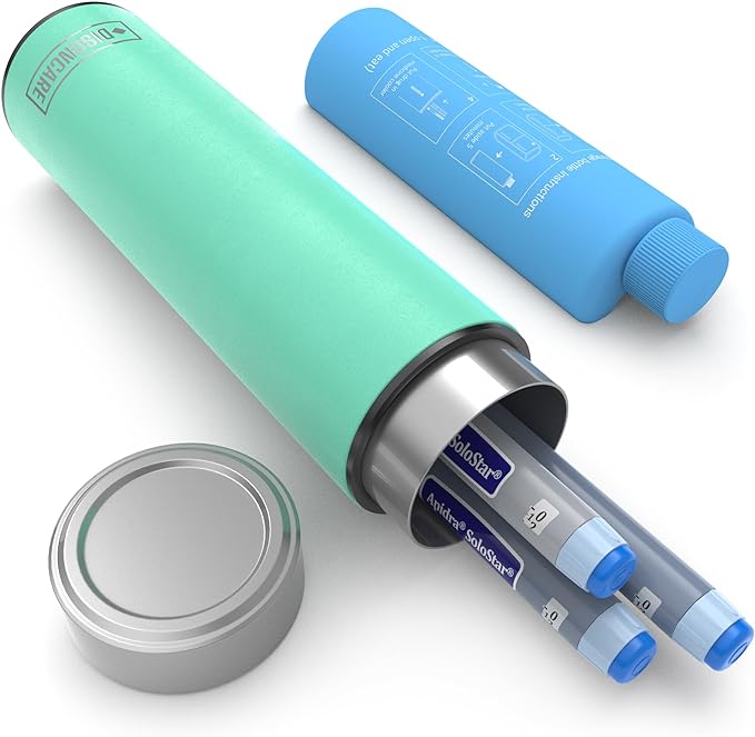 Disoncare Odyssey 60H 3 Insulin Pen Cooler Case - TSA Approved, Medication Cooler for Travel, Diabetic Insulin & EpiPen Carry Case, Ice Pack with Medical Alert Tag (Cyan)