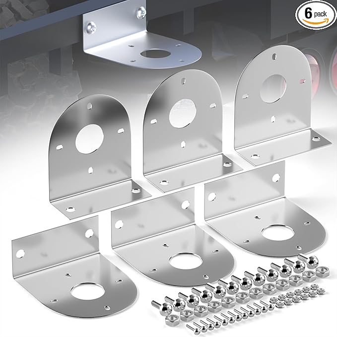 BJZ Watermelon LED Light Brackets, 304 Stainless Steel Mounting Brackets with Pre-Drilled Holes, Universal Watermelon Light L-Shape Holder for Car Truck Underglow Side Tail Roof Auxiliary Lights, 6Pcs