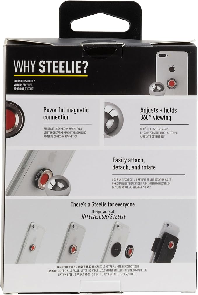 Nite Ize Steelie Squeeze Clamp - Universal Dashboard Mount for Hands-Free Use - Easy-Squeeze Levers - Continuous Force Springs - 360-Degree Rotation Magnetic Holder - Compatible with Wireless Chargers