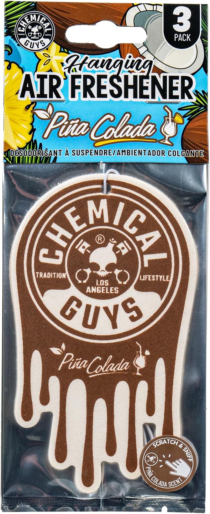 Chemical Guys Car Fresheners, Hanging Air Fresheners - Pina Colada Scent for Cars, Trucks, SUVs, RVs, Home, Office, Work, Dorm Room, & More - 12 Pack