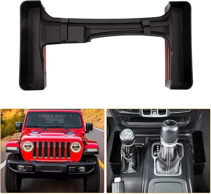 KIWI MASTER Console Shifter Storage for 2018-2026 Jeep Wrangler JL Gladiator JT Gear Shift Storage Box Tray, JL JT Interior Accessories Parts, Black