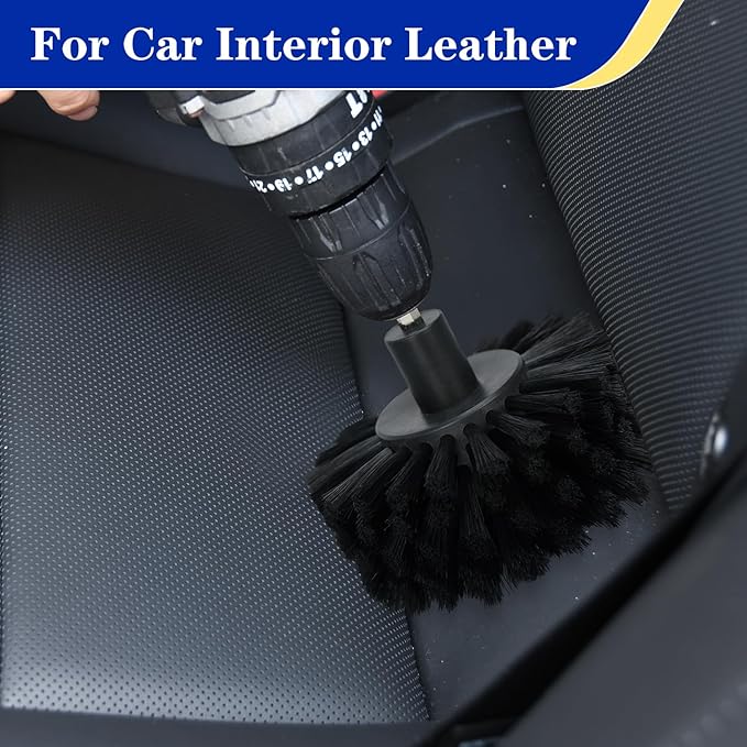 Soft Bristle Leather Brush for Drill, for Leather, Car Interior, Car Wheel, Upholstery, Furniture, Carpet