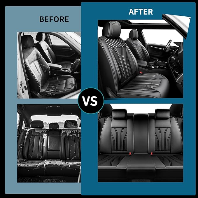 Fit Tucson Car Seat Covers Premium Leather for Hyundai Tucson 2010-2025 2026. Waterproof， Breathable, Scratch-Resistant & All-Weather Seat Cushion Protector(Front Seat, All Black)