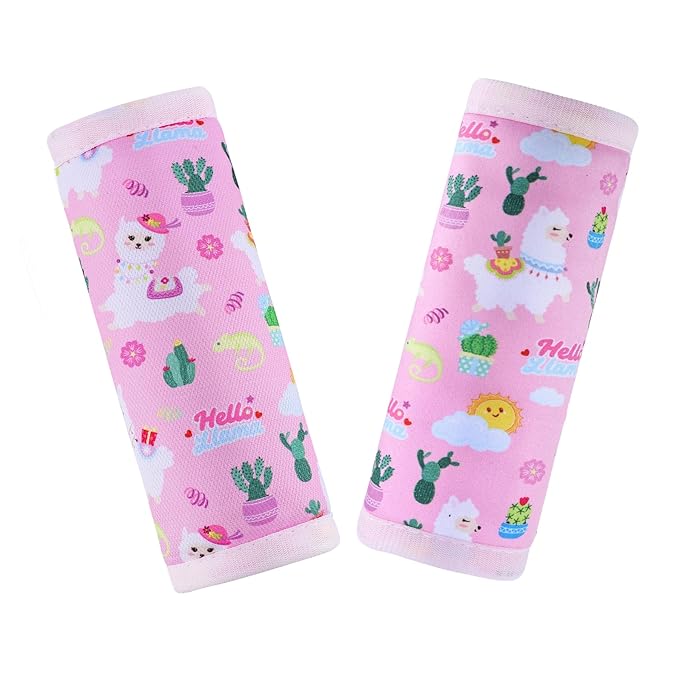 COOLBEBE Car Seat Straps Shoulder Pads for Baby Kids, Super Soft Seat Belt Covers for All Car Seats/Pushchair/Stroller/High Chair, Pink Alpaca, Polyester Material