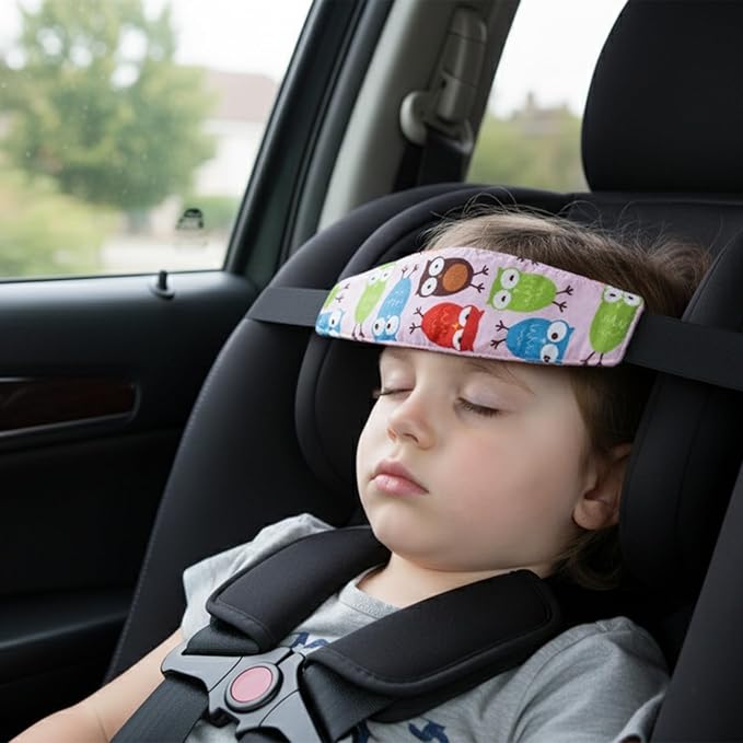 3 Pcs Baby Carseat Head Support,Car seat Straps Pillow Support Ban,Stroller Neck Relief Strap Headrest,Slumber Sling Sleep Positioner for Toddler Infants Child Children Kids(Stars, Owls, Clouds)
