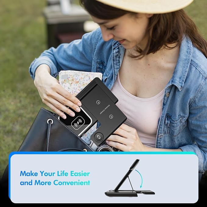 3 in 1 Wireless Charger Charging Station, Wireless Charger Stand for iPhone17 16 15 14 Pro Max 13 12 11,Charging Dock for AirPods 4 3 2 Pro, Apple Watch 11/10/9/Ultra/8/SE/7/6/5/4/3