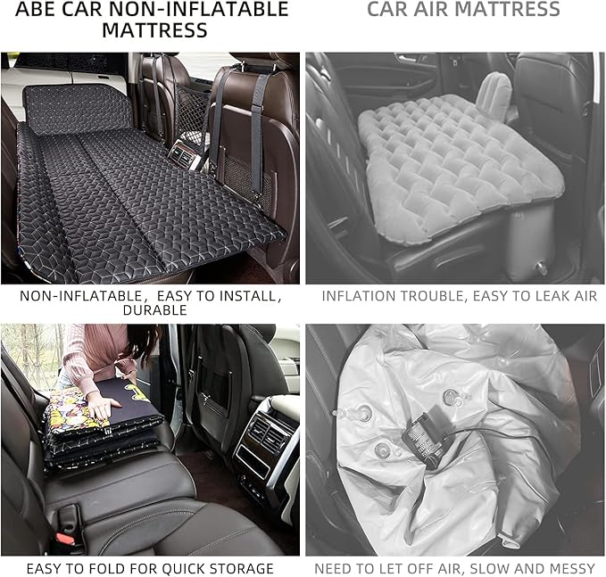 ABE Non-Inflatable Car Mattress,Double-Sided Folding Car Bed Mattress SUV,Portable SUV Mattress,Camping Mattress Back Seat,Back Seat Extender for Dogs(Dinosaur World)