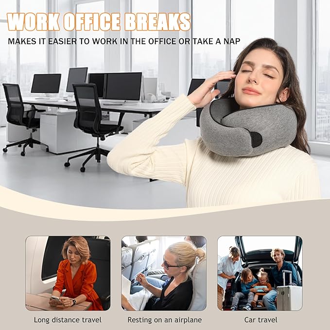 Travel Pillows for Airplanes, Travel Neck Pillow Travel Pillow, Neck Pillow Airplane Memory Foam Travel Pillow 360 Degree Support Portable Pillows for Airplanes Offices and Cars