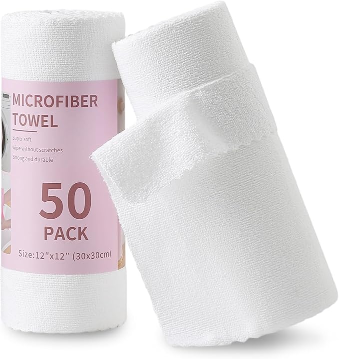 Jessy Home 2 Roll Reusable Paper Towels,100 Sheets Tear Away Microfiber Cleaning Cloth, Lint Free Cleaning Rags for Kitchen, Dishcloth,Household Cleaning Supplies