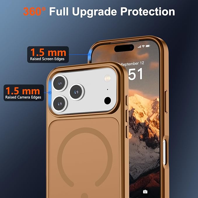 SUPFINE Magnetic for iPhone 17 Pro Max Case (Compatible with MagSafe)(Military Grade Drop Protection) Translucent Matte Shockproof with Anti-Fingerprint Phone Cover,Brown