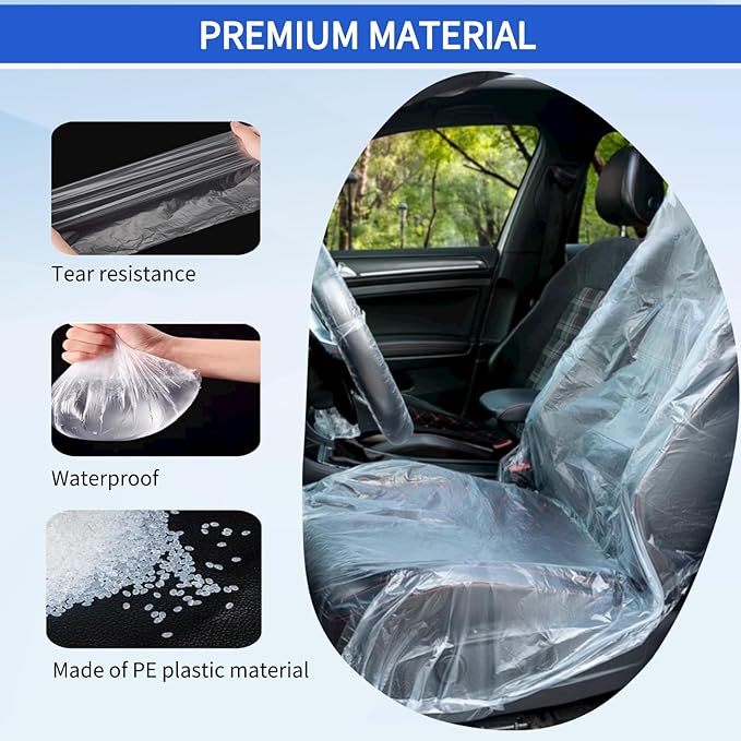 100 PCS Disposable Car Seat Covers,Waterproof Protectors for Car Seat, Airplane Seats,Restaurant Seats,Salon Chairs,Bus Seats & More,Car Seat Shields, Dustproof Car Seat Covers