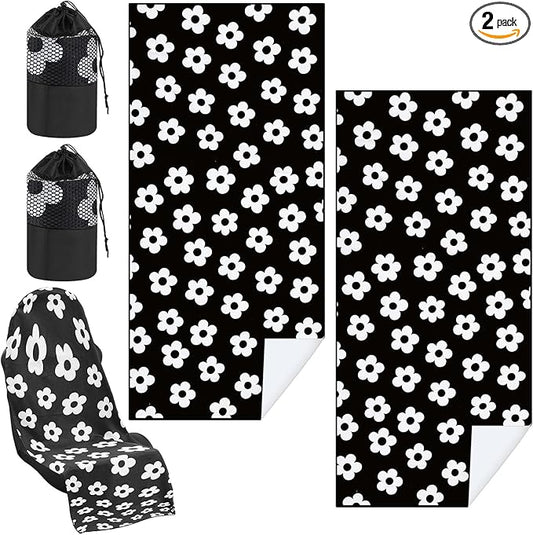 2 Pack Car Seat Towel Covers with Storage Bag 63 x 32 Inch Athletic Running Towel Seat Sweat Washable Non Slip Cover Gift for Car Outdoor Sport Activities (Florid Declamation)