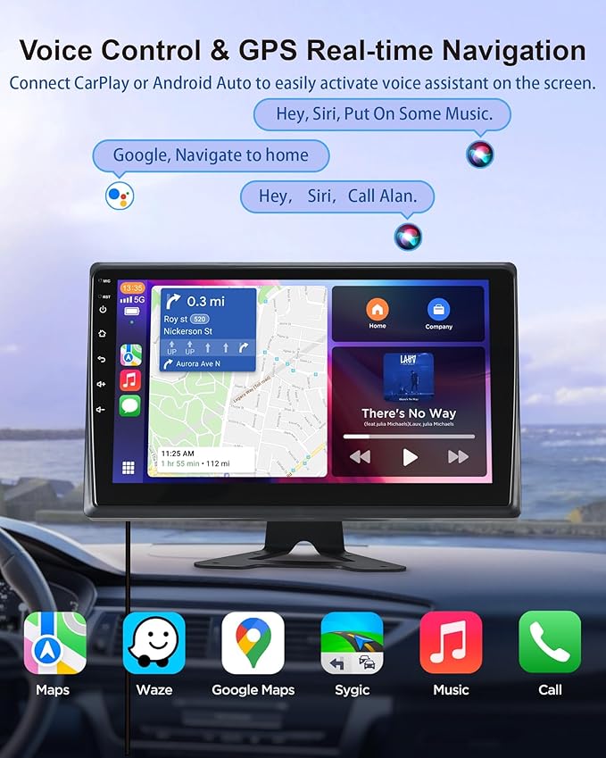RV Backup Camera System with Carplay, Wired Security 1080P Cameras with 10.1 inch Android Auto 6 CH Touch Screen, GPS Navigation Loop Recording DVR for RV Semi Truck Trailer Camper