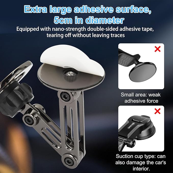 UTEBIT Universal 360° Pro Magnetic Car Phone Holder, Alloy Folding Magnetic Cell Phone Holder for Car, Strong Suction & Adjustable Phone Mount, Support for iPhone and Android All Mobile Phones, Black