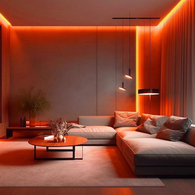 iNextStation 12V Orange LED Strip Lights 16.4FT, Flexible Silicone Neon Rope Light with Power Adapter, Waterproof, Cuttable, Dimmable & Linkable, LED Lights Strip for Bedroom, Kitchen(with Plug)