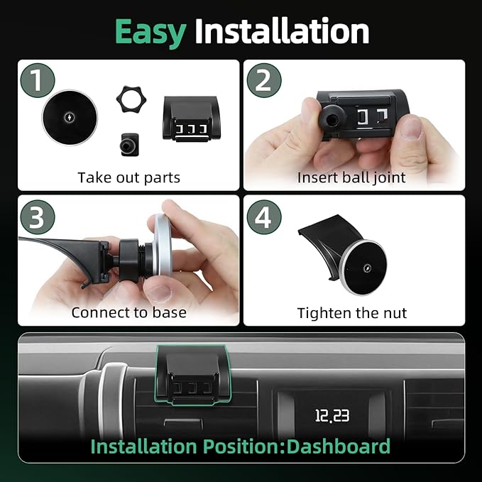 Car Phone Holder Mount for Toyota FJ Cruiser (2007-2013 2014), Magnetic Phone Holder, Magsafe Car Mount Charger, Dashboard Phone Holder, 15W Wireless Fast Charging for iPhone, Samsung & Google