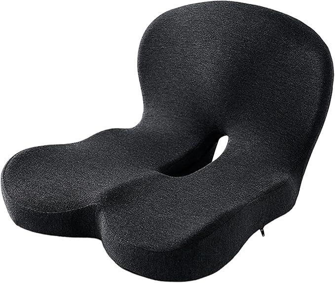 Car Seat Cushion for Long Driving, Ergonomic Memory Foam Seat Cushion, Car Seat Cushion for Back Pain and Lumbar Support Non Slip and Easy Clean for Driving Gaming Chair and Travel A Dark Gray