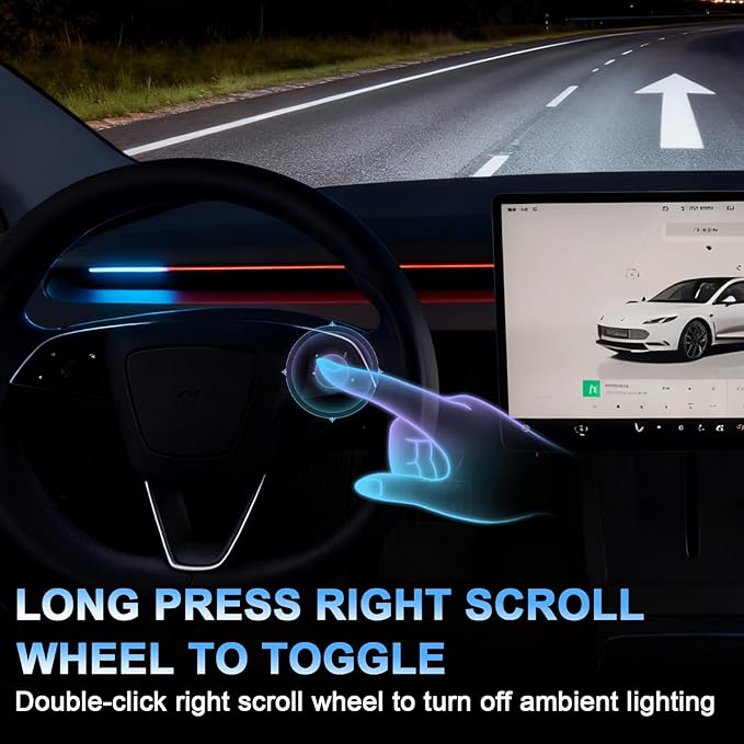 Tesla Juniper Smart Blind Spot Detection Ambient Lighting for Tesla Y Juniper 2026, Plug-and-Play, Custom Color Modes Dynamic Safety Alerts & Driving Mode Effects Neon Light Kit (Juniper)