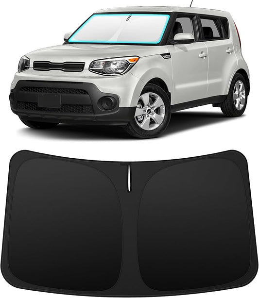 INSAUTO Custom Fit Windshield Sun Shade Accessories for Kia Soul 2014-2019, Foldable Front Window Sunshade, UV & Heat Reflector, Keeps Interior Cool, Includes Storage Bag