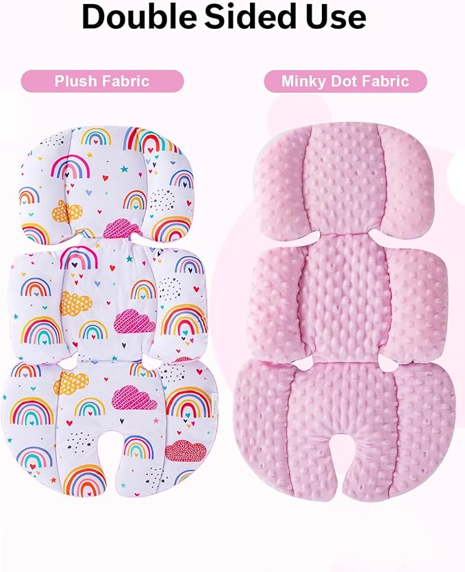 Infant Insert with Extra Headrest & Shoulder Pads, Baby Car Seat Head Neck Body Support, 2-in-1 Reversible Baby Car Seat Cuhsion for Girls Boys, Newborn Carseat Head Support for Stroller, Swing