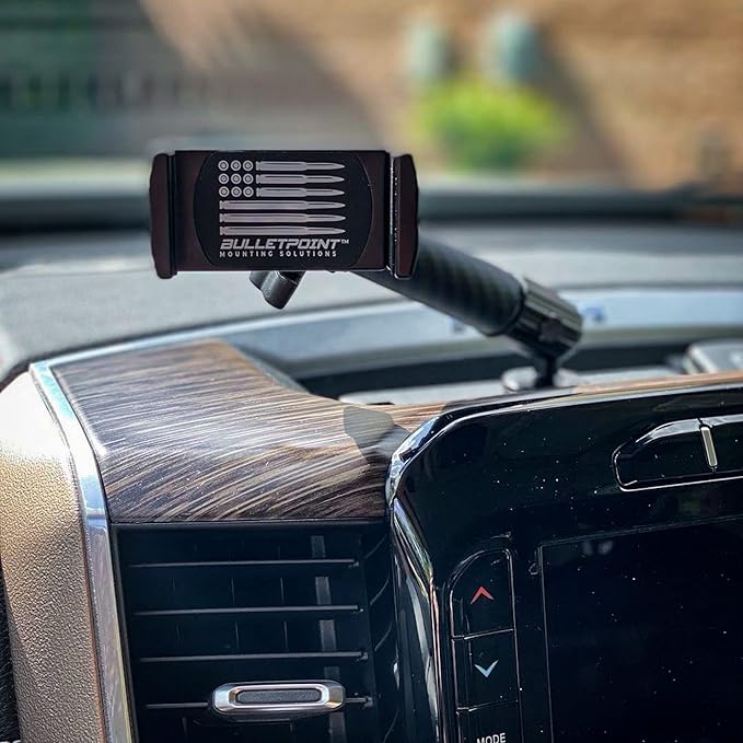 Bulletpoint Dash Cell Phone Holder For RAM Truck (2019+ 1500, 2500, 3500 and TRX) with 20mm Single Ball Mount - Compatible with iPhone and Android Smartphones