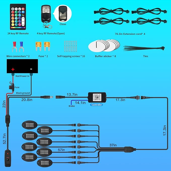 8Pods Aluminum RGB LED Rock Lights for Jeep Trucks UTV ATV RZR Golf Cart Offroad SXS SUV Side by Side with APP/RF Remote Control, Waterproof Multicolor Metal Alloy Case Segmented Underglow Light 12V