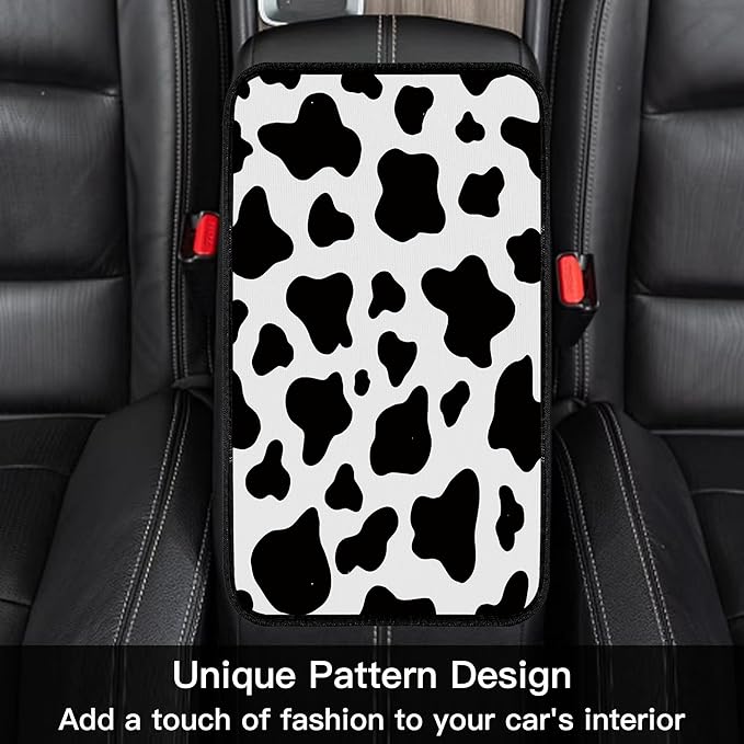 Universal Fit Center Console Armrest Cover - Soft, Stylish & Washable Pad for Car, Truck, SUV and RV, All-Day Comfort, Enhanced Protection - Brown Marble Pattern Design (Cow Pattern)