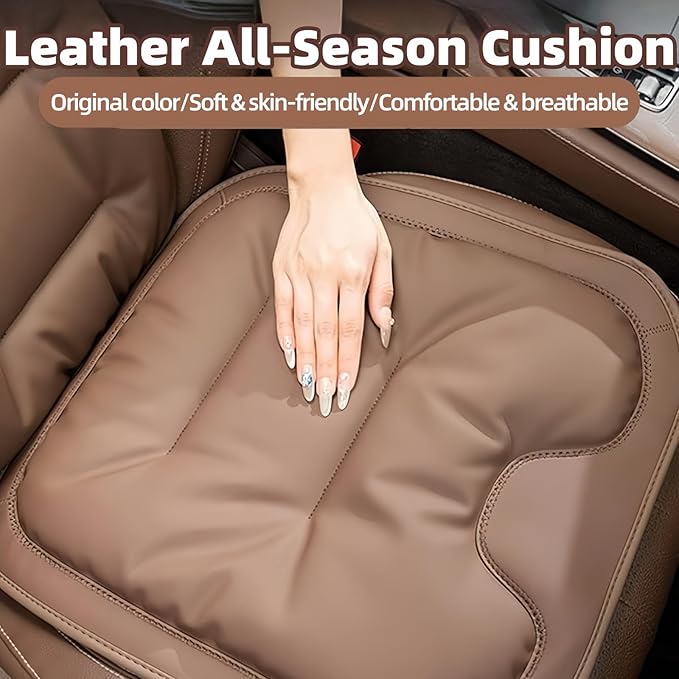 Car Seat Cushion, 2025 New Skin-Friendly Leather Seat Cushions, Breathable Dirt-Repellent Memory Foam Pad for Most Auto & Office Chairs (Orange)