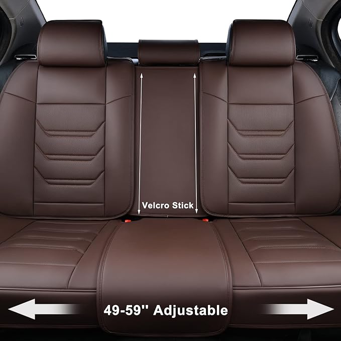 Brown Car Seat Covers Front Pair, Breathable Leather Automotive Front Seat Covers & Headrest for Reduce The Driving Fatigue, Compatible with Most Vehicles, Cars