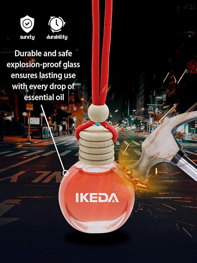 Ikeda Car Air Freshener: Hanging Car Smell Air Freshener | 10ml Hanging Car Perfume | Long Lasting Fragrance | Strong Scents Diffuser for Auto Home (Berry)