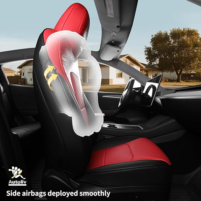 for Tesla Model Y Seat Cover 2020 2021 2022 2023 2024 (5-Seater Only) Customized Fit Car Seat Cover Interior Protectors (Crocodile Skin Red+Black)