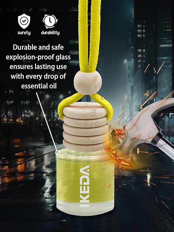 Ikeda Car Air Freshener: Hanging Car Smell Air Freshener | 10ml Round Hanging Car Decoration | Long Lasting Fragrance | For Auto Home | 1pcs (Lemon(Circular))