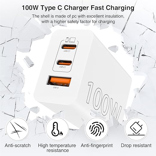 100W USB C Charger Block,Super Fast Charging Station/10ft USB C Cable Cord Long, 65W Type C Laptop Adapter for MacBook Pro/Air/iPhone 17 16 15 Pro Max/Samsung Galaxy S26 S25 S24 S23 S22 S21 Ultra/Plus