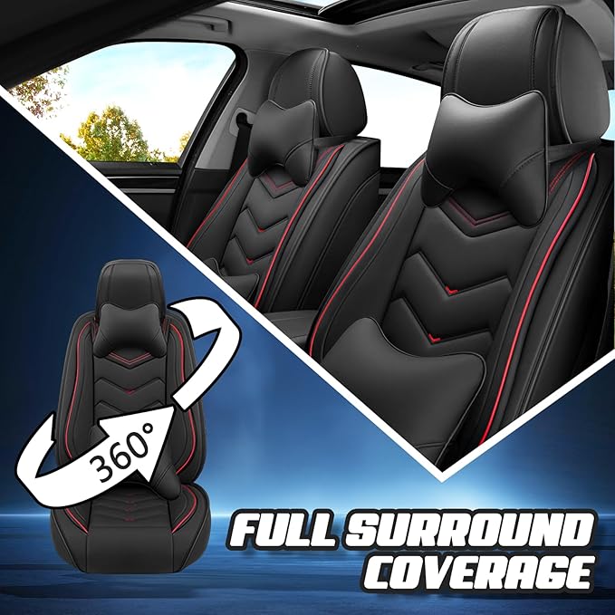 Car Seat Covers for Lexus ES 350 2007-2026, Premium Nappa Leather Car Seat Cover, Stylish Sport Seat Covers， Automobile Seat Cover Sets.(Luxury 2 Seats/Black)