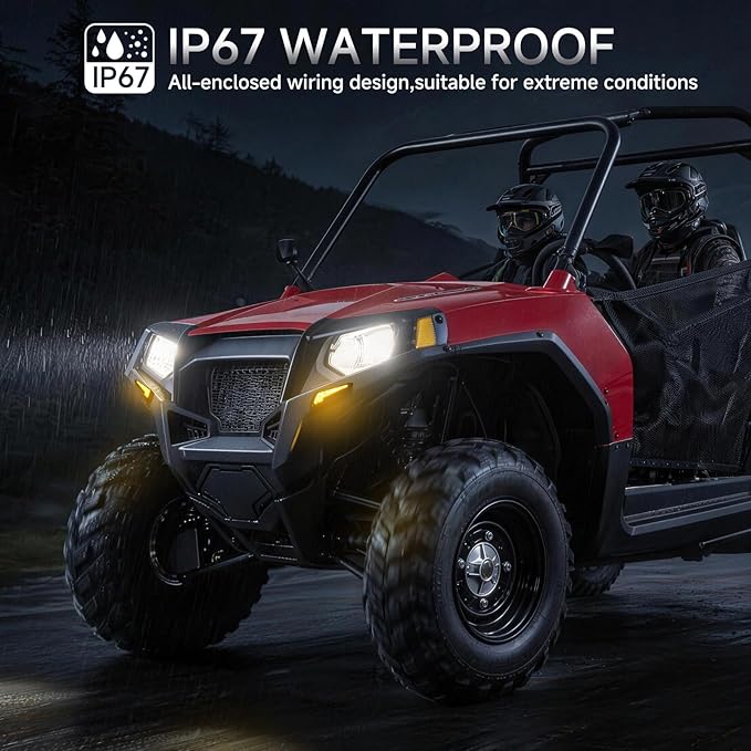 DREAMIZER UTV Turn Signal Kit with Horn, Plug and Play, Pre-Wired, ATV Blinker with Lever Column Switch Universal Street Legal Kit with Hazard light Compatible with Polaris, Can-Am, Teryx, CFMOTO